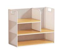 Bookcases Open Desktop Iron Mesh Bookshelf, with Wooden Partitions Storage Shelf, for Office Home Study Display Rack(L30xW16xH39 cm)