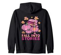 Bookcore Coquette Pinkoween Design Fall Into Stories Books Zip Hoodie