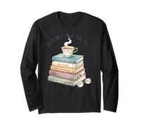 Booked and Busy Book Stack Reader Tea Coffee Bibliophile Long Sleeve T-Shirt