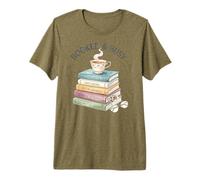 Booked and Busy Book Stack Reader Tea Coffee Bibliophile Premium T-Shirt