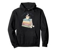 Booked And Busy Book Stack Reader Tea Coffee Bibliophile Pullover Hoodie