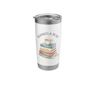 Booked and Busy Book Stack Reader Tea Coffee Bibliophile Stainless Steel Insulated Tumbler