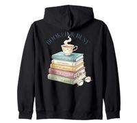 Booked And Busy Book Stack Reader Tea Coffee Bibliophile Zip Hoodie