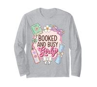 Booked and Busy Girly Reader Book Lover Long Sleeve T-Shirt