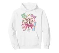 Booked and Busy Girly Reader Book Lover Pullover Hoodie