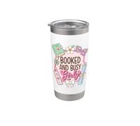 Booked and Busy Girly Reader Book Lover Stainless Steel Insulated Tumbler