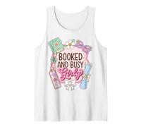 Booked and Busy Girly Reader Book Lover Tank Top