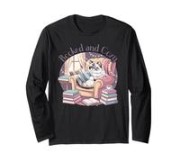 Booked and Cozy Cat Reading Bookworm Feline Reader Long Sleeve T-Shirt
