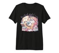 Booked and Cozy Cat Reading Bookworm Feline Reader Premium T-Shirt