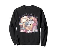 Booked and Cozy Cat Reading Bookworm Feline Reader Sweatshirt