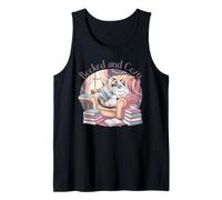 Booked and Cozy Cat Reading Bookworm Feline Reader Tank Top
