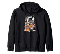 Booked And Feral Cute Raccoon Reading Librarian Nerd Bookish Zip Hoodie