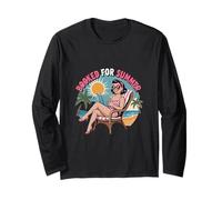 Booked for Summer Pinup Girl Reading On Beach Design Long Sleeve T-Shirt