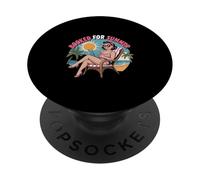Booked For Summer Pinup Girl Reading On Beach Design PopSockets Adhesive PopGrip