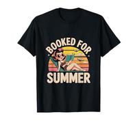 Booked for Summer Retro Reading Design with Vintage Girl T-Shirt