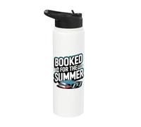 Booked for the Summer Cute Reading Bookworm Sunglasses Book Stainless Steel Insulated Water Bottle