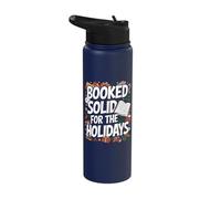Booked Solid - Christmas Librarian Bookworm Book Reader Xmas Stainless Steel Insulated Water Bottle