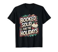 Booked Solid for The Holidays - Christmas Book Reader Value Graphic T-Shirt, Men, Black, S