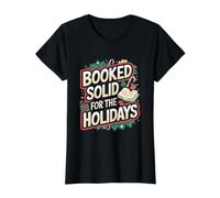 Booked Solid for The Holidays - Christmas Book Reader Value Graphic T-Shirt, Women, Black, S