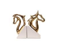 Bookend support Ceramic Horse Head Bookends, Home Office Decor, for Desktop Bookshelves,Book Ends for Shelves Bookends(Gold)