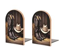 Bookends 1 Pair Cowboy Black Hat Western Boots Heavy Bookends for Shelves