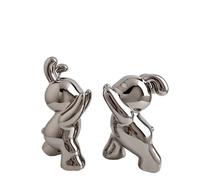 Bookends 1 Pair Desk Organizer Creative Rabbit Bookend Ceramic Ornament Desktop Book Holder Cute Simple Bedroom(Plate with silver)