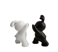 Bookends 1 Pair Desk Organizer Creative Rabbit Bookend Ceramic Ornament Desktop Book Holder Cute Simple Bedroom(Black and white)