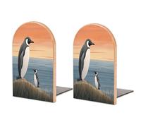 Bookends 1 Pair Hand Drawn Penguin Heavy Bookends for Shelves