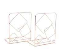 Bookends 1 Pair Iron Love Shaped Book Stand Study Accessories Storage Rack Holder Bookends For Office Home Organizer Supplies Bedroom(Square Rose Gold)