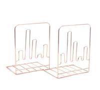 Bookends 1 Pair Iron Love Shaped Book Stand Study Accessories Storage Rack Holder Bookends For Office Home Organizer Supplies Bedroom(Rectangle Rose Gold)