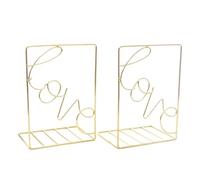 Bookends 1 Pair Iron Love Shaped Book Stand Study Accessories Storage Rack Holder Bookends For Office Home Organizer Supplies Bedroom(LOVE Gold)