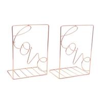 Bookends 1 Pair Iron Love Shaped Book Stand Study Accessories Storage Rack Holder Bookends For Office Home Organizer Supplies Bedroom(LOVE Rose Gold)