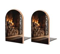Bookends 1 Pair Wood on Fireplace Heavy Bookends for Shelves