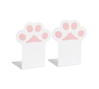 Bookends 2pcs Creative Cat Paw Bookends Kawaii Anti-skid Book Organizer Desktop Support Stationery Office Supplies(WHITE)