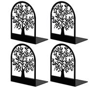 Bookends, Book Ends, Metal Bookend, Tree of Life bookend, Bookends for Shelves, Home Decorative Bookends for Heavy Books, Black Non-Skid Book Stopper, 7 x 5.5 x 3.5 (1 Pair/2 Pieces, Large)