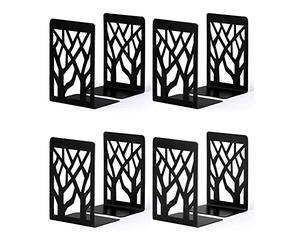 Bookends, Bookends, Book Holder CD Children's Metal, Book Holder for Shelf, Folder Holder DVD Invisible Bookshelf, Book Ends Book Stopper, Book Holder Book Holder (4 Pairs, Black)