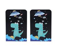 Bookends Creative Metal Book Stand Large Capacity Desktop Storage Bookshelf (Print 1 Black Dinosaur)