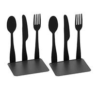 Bookends for Cookbooks, 1 Pair of Cutlery Style Creative Metal Decorative Bookends for Shelves Cookbook Storage Kitchen Bookstopper