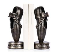 Bookends for Shelves, Ballet Slipper Decorative Bookends - Book Ends with Anti-Slip Pad for Book Lovers Dancers Heavy Book Holder for Home Office Decor (Vintage Bronze)