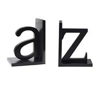Bookends Letter Az Decorative Bookend Wooden Book Stoppers Heavy Duty Hold Books For Books Magazine Dvd 1pair Black Book Ends