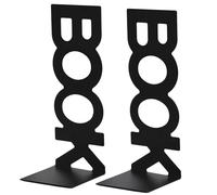 Bookends, Metal Bookends, Book Ends - Vertical “BOOK” Design with Non-Slip Rubber Pads, 21 x 8 x 9 cm, Ideal for Students, Desks & Shelves (Black)