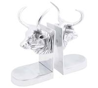 Bookends Pack of 2 Silver Aluminium 17 x 15 x 27 cm with Decorative Inlay for Bookshelf Living Room Office Study Stylish Order and Sturdy Storage