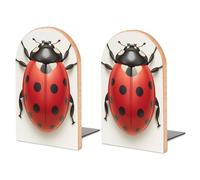 Bookends Red Ladybug Ladybird Book Shelf Holder Bookend Book Stand Wooden Bookshelf Book Stoppers For Shelves 2 Pieces