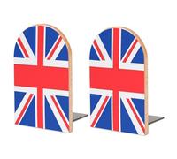 Bookends The Union Jack 2 Sturdy Thickened Bookends, Wooden Storage Bookshelf, Suitable For Home, Office, Study Room, School, Library