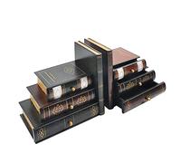 Bookends Vintage Decorative Wooden Book Organiser False Book Shelf Tidy Bookends for Office, Library or Study (311)