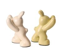 Bookendz Decorative Bunny - 1 Pair Ceramic Animal Book Ends for Shelves | Cute Cartoon Rabbit Organizer for Home, Library, Nursery, Office, Students, Teacher