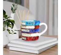 Bookhaven Mug, 3D Hand-Painted Book Stained Glass Coffee Cup, Novelty Books Coffee Mug, Unique Gift for Readers Librarians Book Lovers Writers & Bibliophiles (A)