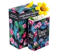 Bookish Bee - The Jungle Book Inspired Ceramic Book Vase for Flowers - Literary, Colorful & Durable Book Shaped Planter Decor for Book Lovers, Multi-Use Bookshelf Decor, Unique Gift for Home or Office