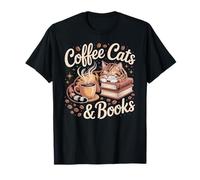 Bookish Cat Coffee Design for Cozy Reading Days T-Shirt