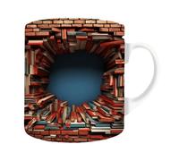 Bookish Coffee Mug - Ceramic Bookshelf Tea Cup, Reading Theme Drinkware | 350ml Beverage Mug, Library Style Desk Decor, Literary Gift for Readers, Authors, Book Club Members